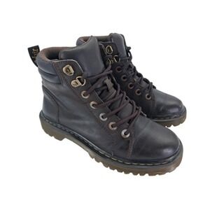 Dr. Martens Faora Boots Womens Size 6 Brown Leather Combat Ankle Lug Sole Padded